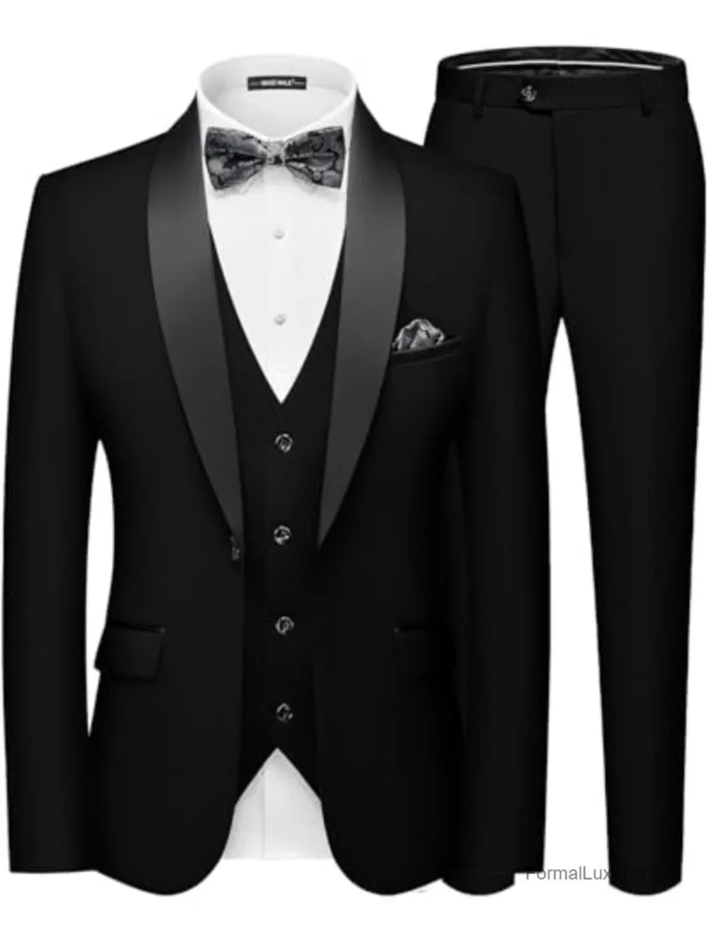 Men's 3 Piece Tuxedo Suit Slim Fit Blazer Vest Pants Set Wedding Prom
